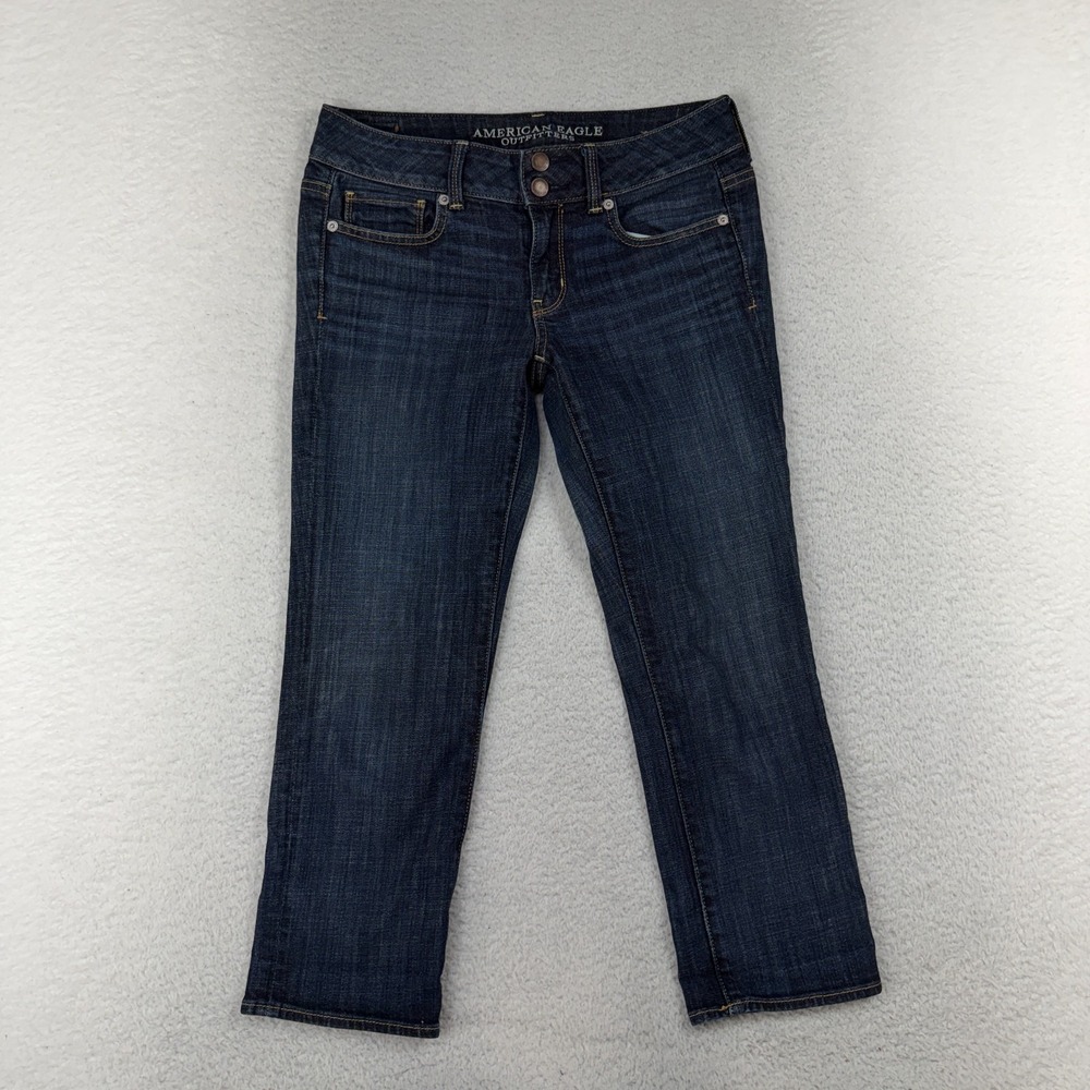 American Eagle Jeans Womens 4 (30x23) Blue Denim Dark Wash Artist Crop Stretch